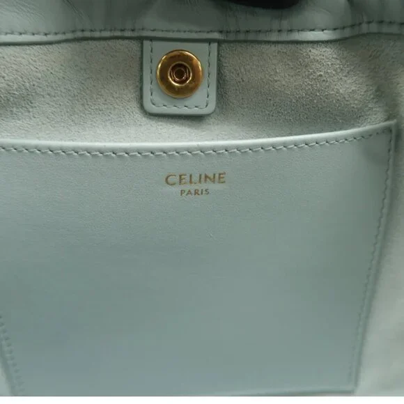 100% Authentic CELINE Blue Leather Satchel - Picture 10 of 12